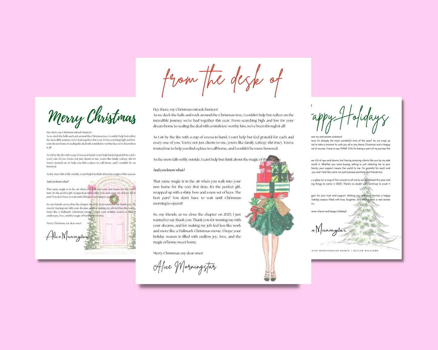 Pink Christmas Door Letter
