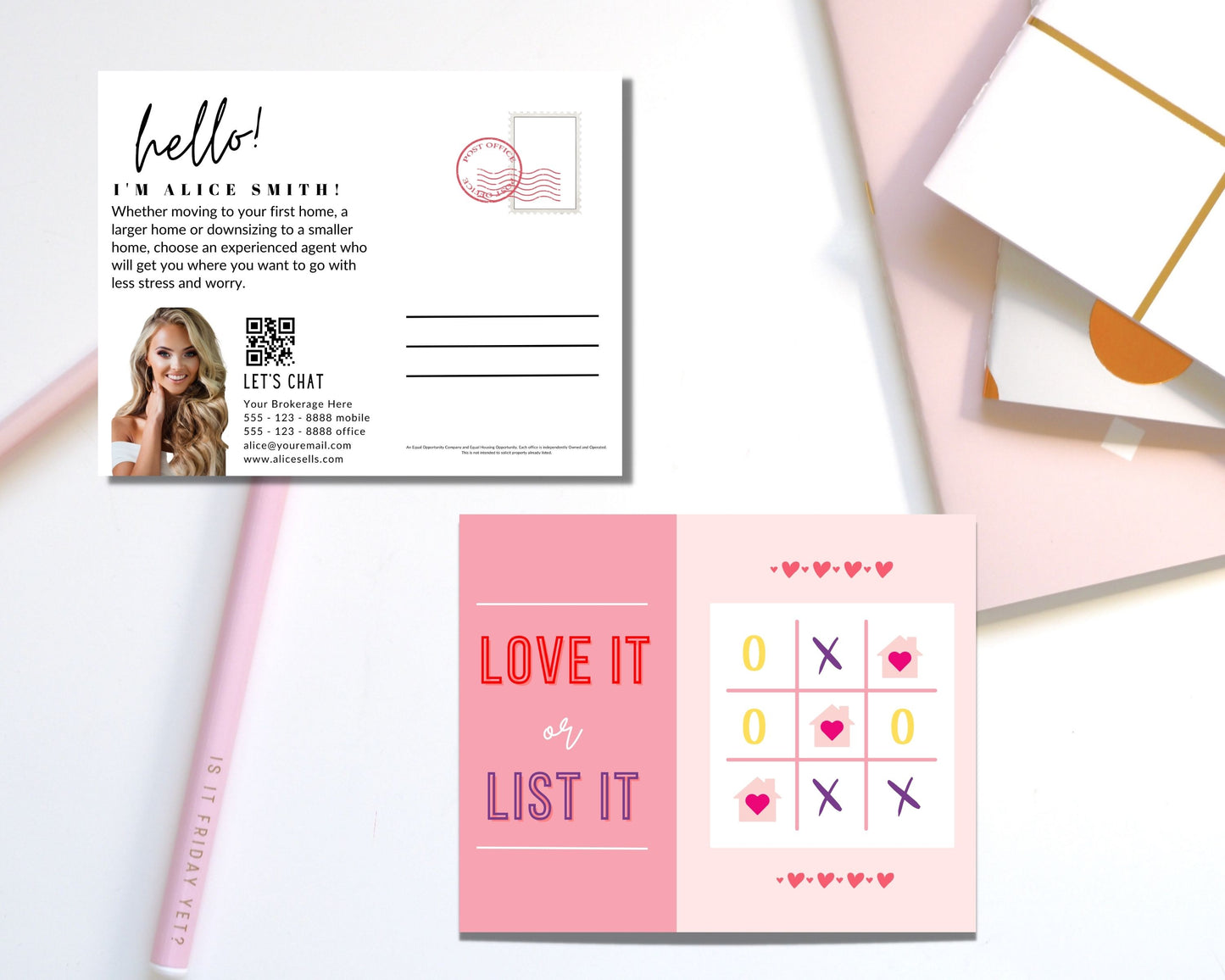 Tic-Tac-Toe Real Estate Postcard