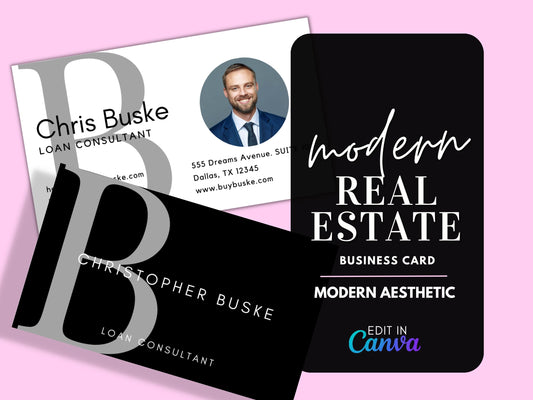 Loan Officer Black White Business Card